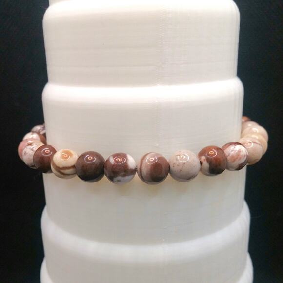 Australian Zebra Jasper Gemstone Bracelet Handmade 6mm Beaded Stretch NEW - Picture 7 of 10